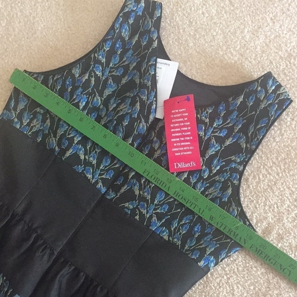 NWT Badgley Mischka Holiday Party Dress Vivian Floral Brocade blue black 12 - Picture 8 of 9